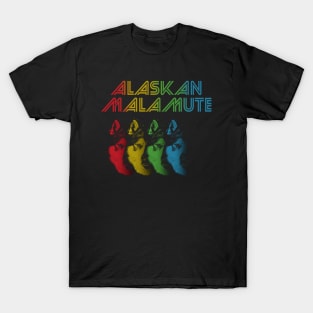 Cool Retro Groovy Alaskan Malamute Dog T-Shirt